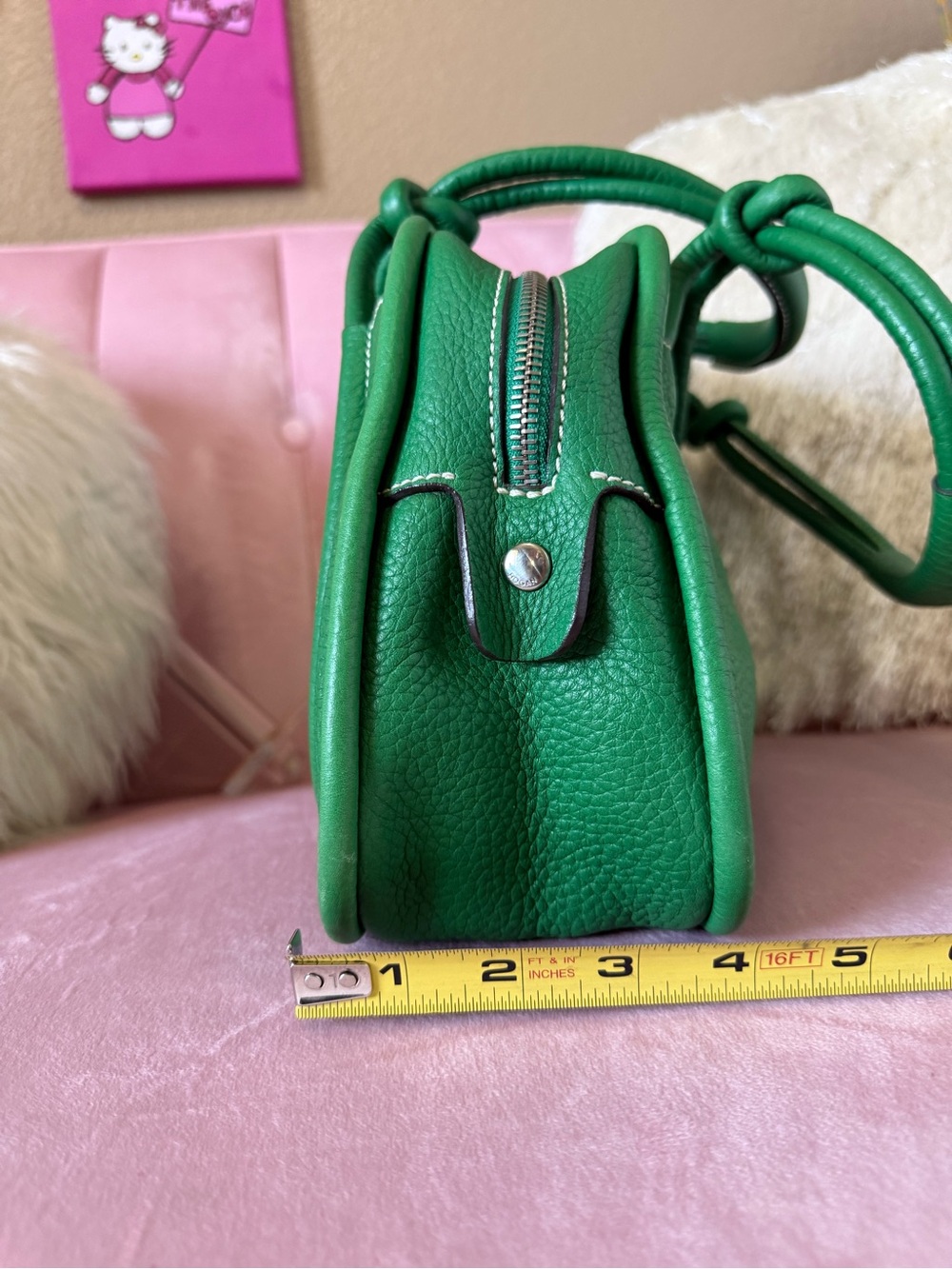 HOGAN Kelly Green Leather Dome Satchel Bag w Knots &Loop Details Silver Hardware - Picture 12 of 16
